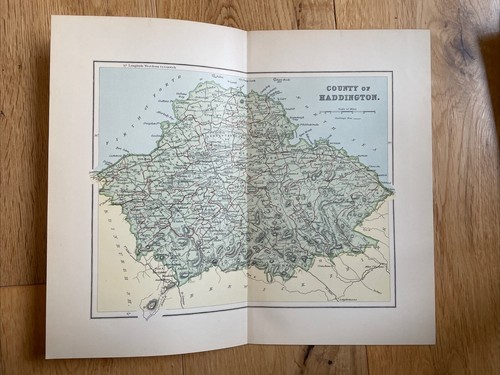 1893 Karte der Grafschaft Haddington Ordnance Gazeteer von Schottland William Mackenzie