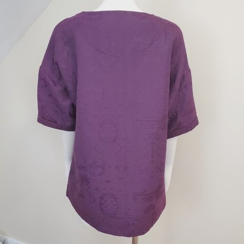 Soft Surroundings top sz M Popover Jacquard textured Deep Plum V Neck Relaxed - Picture 5 of 9