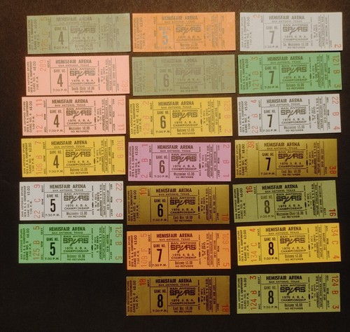 Lotto (20) Biglietti Basket Campionato ABA San Antonio Spurs 1975  - Foto 2 di 11