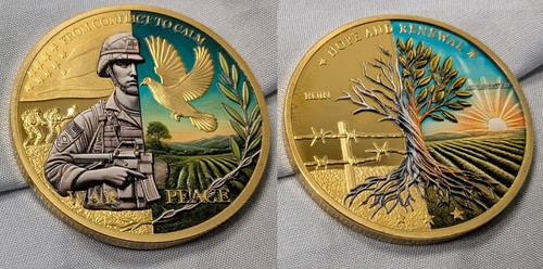 War Peace Coin Mental Health Struggles Conflicts Calm Tree Army Soldier Dove UK - Imagen 5 de 16