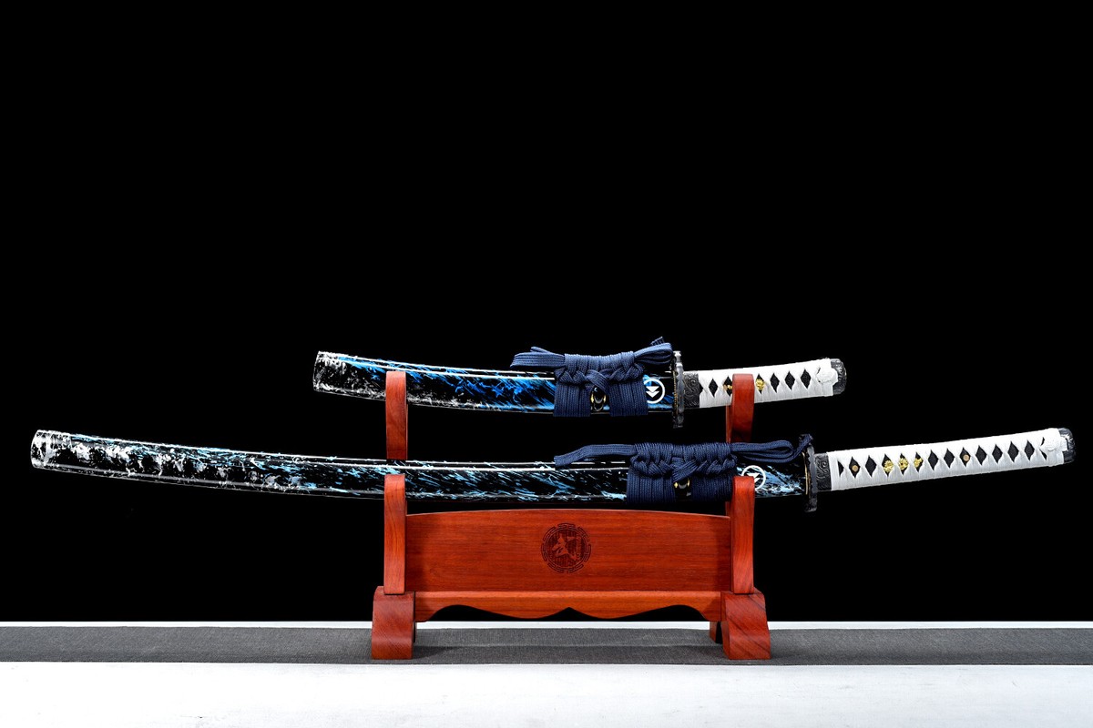 2PCS Japanese Sword Set Sharp Katana + Tanto Ghost of