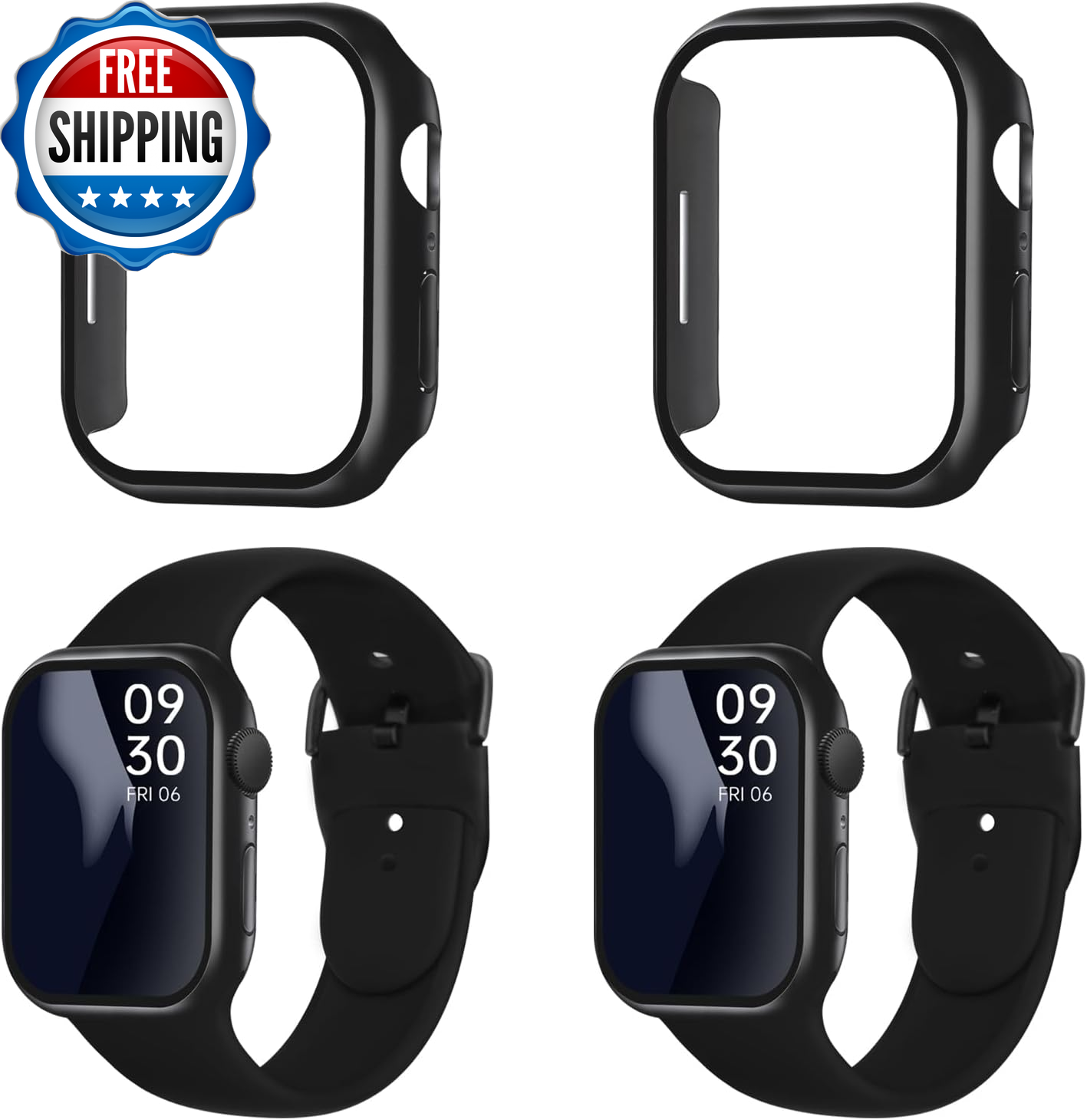 2 Pack Sport Band and 2 Pack Case Built in Tempered Glass Screen Protector Compa