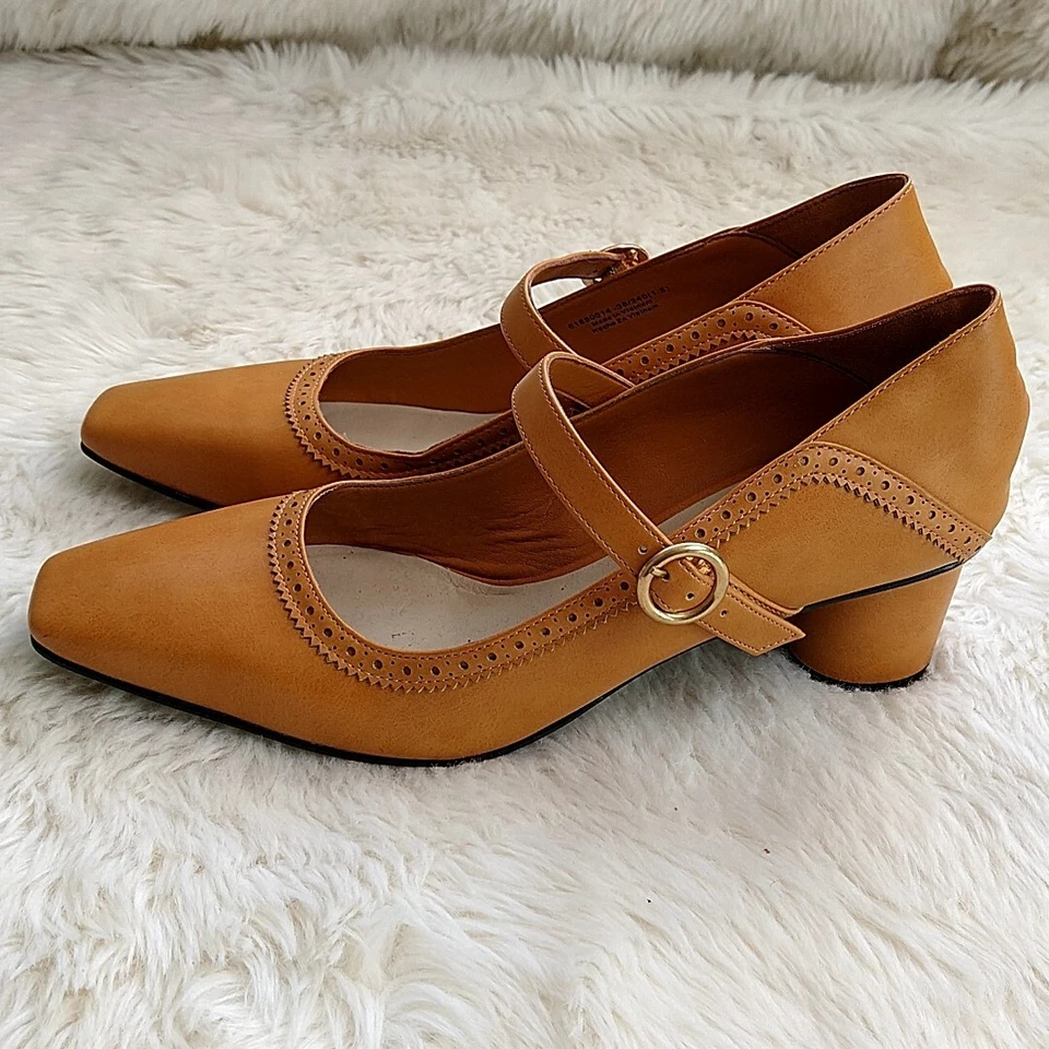 Zapatos de vestir Charles & Keith para mujer 38 tacón alto marrón punta cuadrada correa Mary Jane Foto 2 de 4