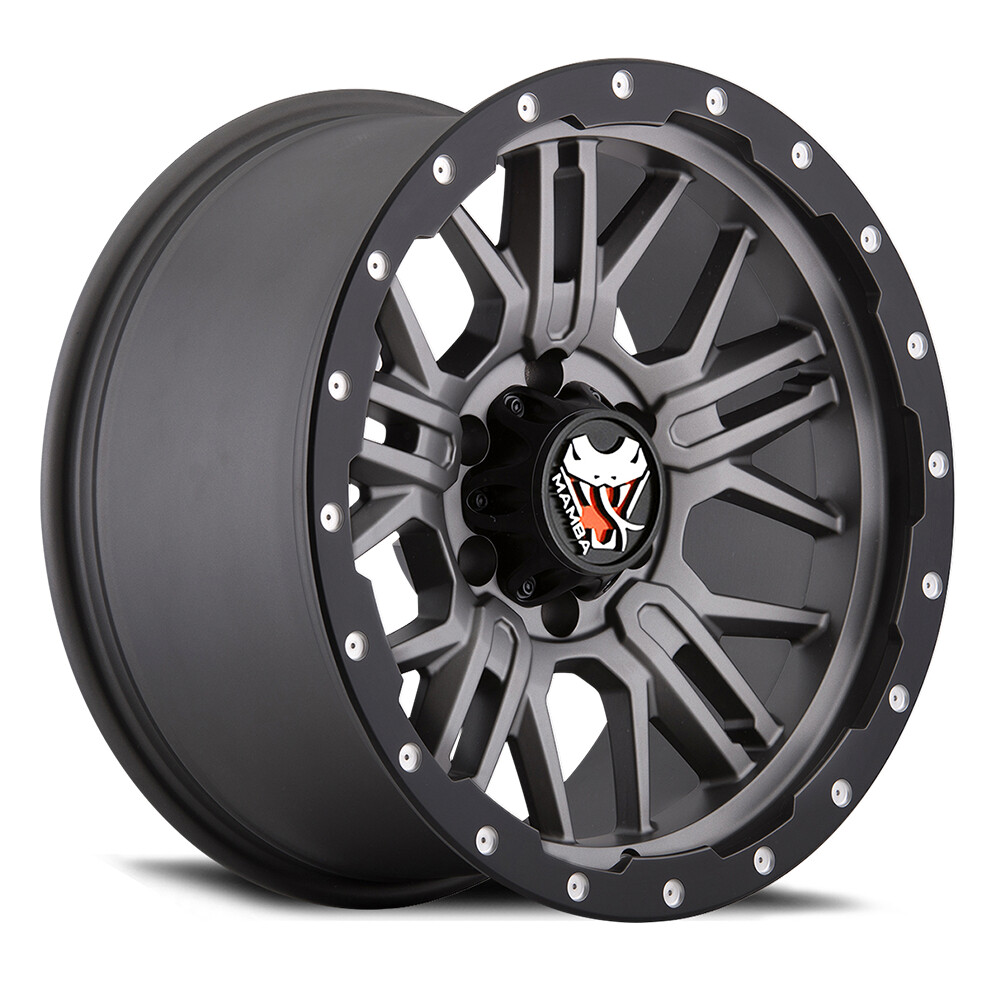 (1) 17x9 -12 Mamba M25 6x139.7 Matte Grey W/ Black Lip Edge Wheel