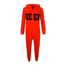 Kids Boys GEEK Print Neon Orange A2Z Onesie One Piece All In One Summer 5-13 Yrs