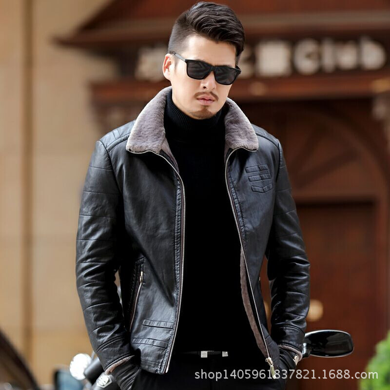 Winter Genuine Leather Fur All-in-one Men's Leather Jacket Winter Genuine Leather Fur All-in-one Men's Leather Jacket