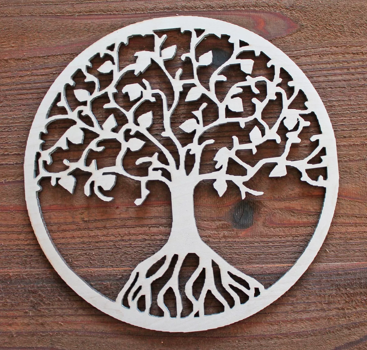 TREE OF LIFE Circle Unfinished Wood Laser Cutout Cut Out Shapes Door Wall  Sign