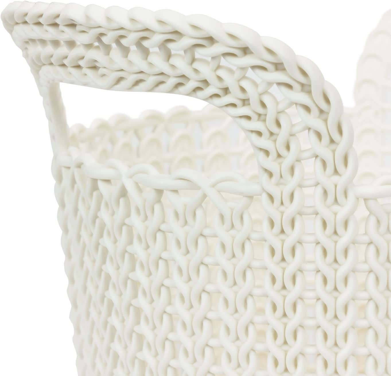 CURVER Plastic Knit Plastic Round Storage Basket 3 Litres Off White