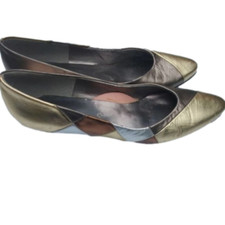 Vintage metallic Selby patch detail kitten heel