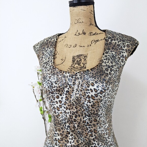 New NWT Sue Wong Leopard Print Sequin Cocktail Party Dress 8 New NWT Sue Wong Leopard Print Sequin Cocktail Party Dress 8