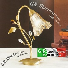 LUMETTO IN FERRO BATTUTO 1 LUCE ORO LAMPADA DA COMODINO CLASSICO MODERNO Giulia