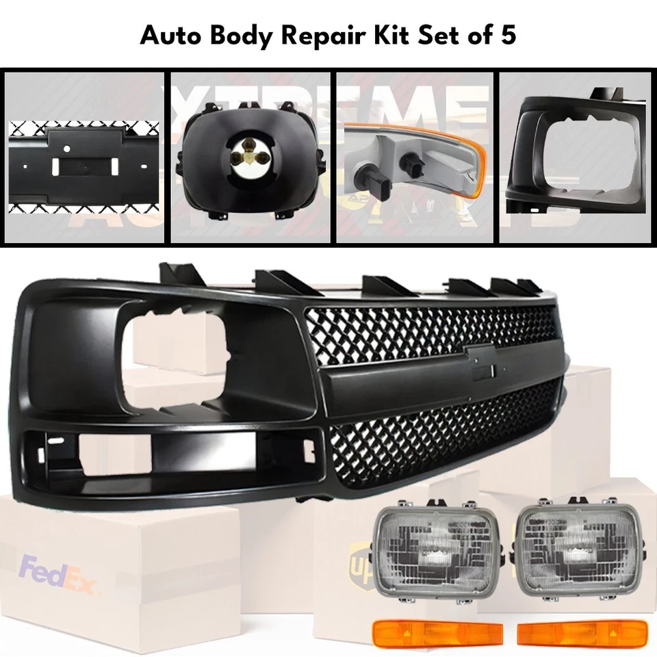 Grille Assembly & Headlight Kit For 2003-2017 Chevy Express 1500 2500 3500 4500 Foto 2 de 4