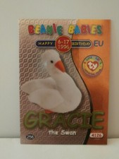 TY Beanie Babies BBOC Card - Series 2 EU Retired Green Gracie the Swan