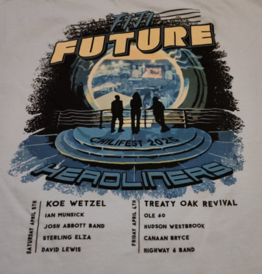 Fiji Future Chilifest 2025 T Shirt Mens Large Blue Short Sleeve Crewneck Cotton