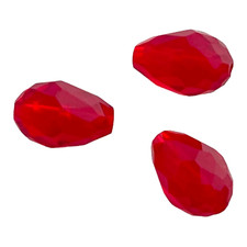 50 Red Faceted Teardrop Beads Crystals Pear Transparent Glass 11x8mm