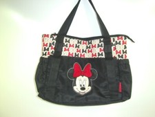 Disney Baby Minnie Mouse 4 Piece Black Diaper Bag Set with Bow Print