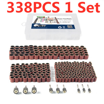 1/4'' 338X Sanding Bands Drums Sleeve 60-320 Mix Grits 5 Mandrel For Rotary Tool