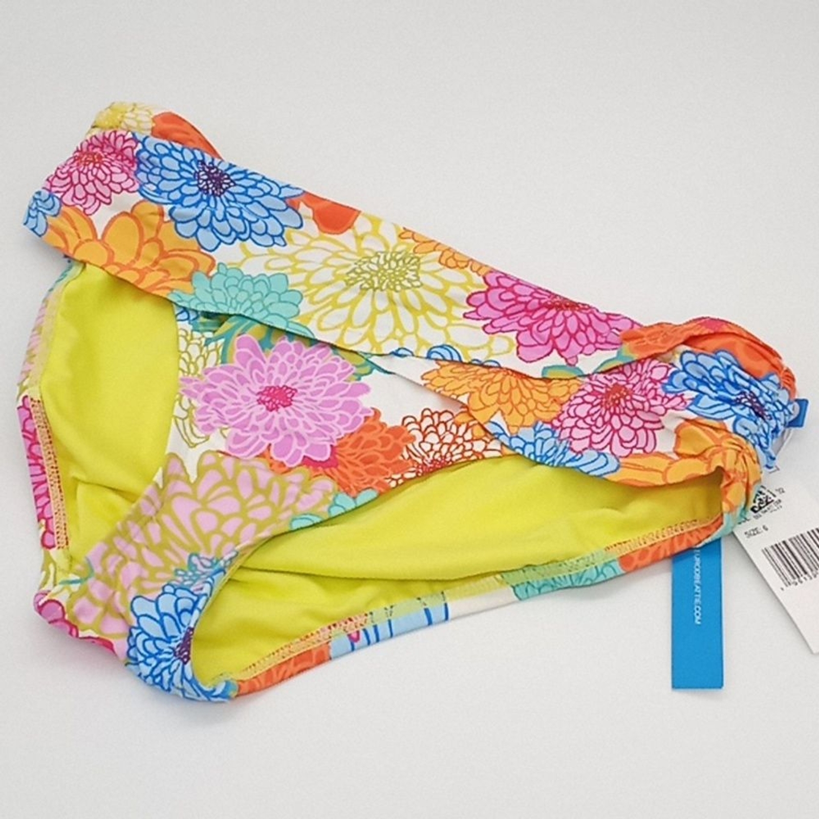 Accessorized Blue Floral Side-tie Bikini Bottom - Bottom Flower Geometric Invisible - Rio De Sol