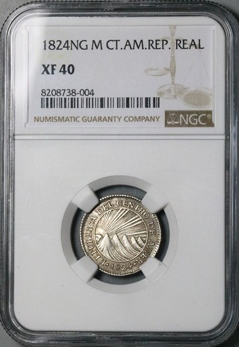 1824-NG NGC XF 40 Central American Rep 1 Real Guatemala Silver Coin (24103102C) - Picture 5 of 6