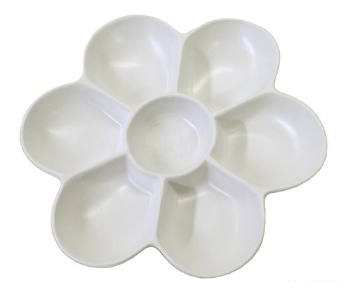 Artist Mixing Paint Palette Porcelain 6 Well Flower Shaped 6 Inch Diameter - Picture 2 of 2