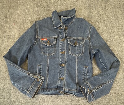 Lee Cooper Womens Size 12 Jacket Button Up Denim Trucker Biker Faded Streetwear