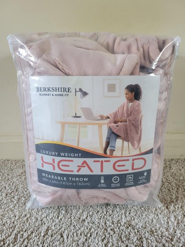 Berkshire Heated Throw Wearable Blanket Luxury Weight 58x64 (Just Peachy Pink)