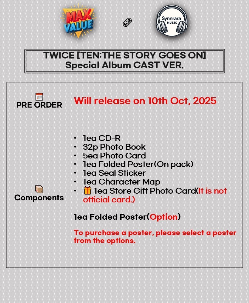 TWICE [TEN:THE STORY GOES ON] Special Album CAST Ver/CD+POSTER+