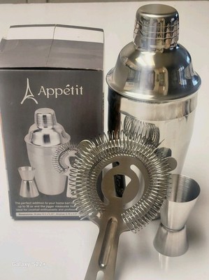 New Appétit 16 oz Cocktail Shaker Set - Stainless Steel - 3 Pieces