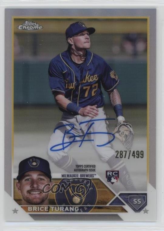 2023 Topps Chrome Rookie Refractor 287/499 Brice Turang #RA-BT Auto RC 1lr3