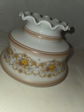 Quoizel Abigail Adams Petit Point Milk Glass Hurricane Lamp Shade Ruffled Top