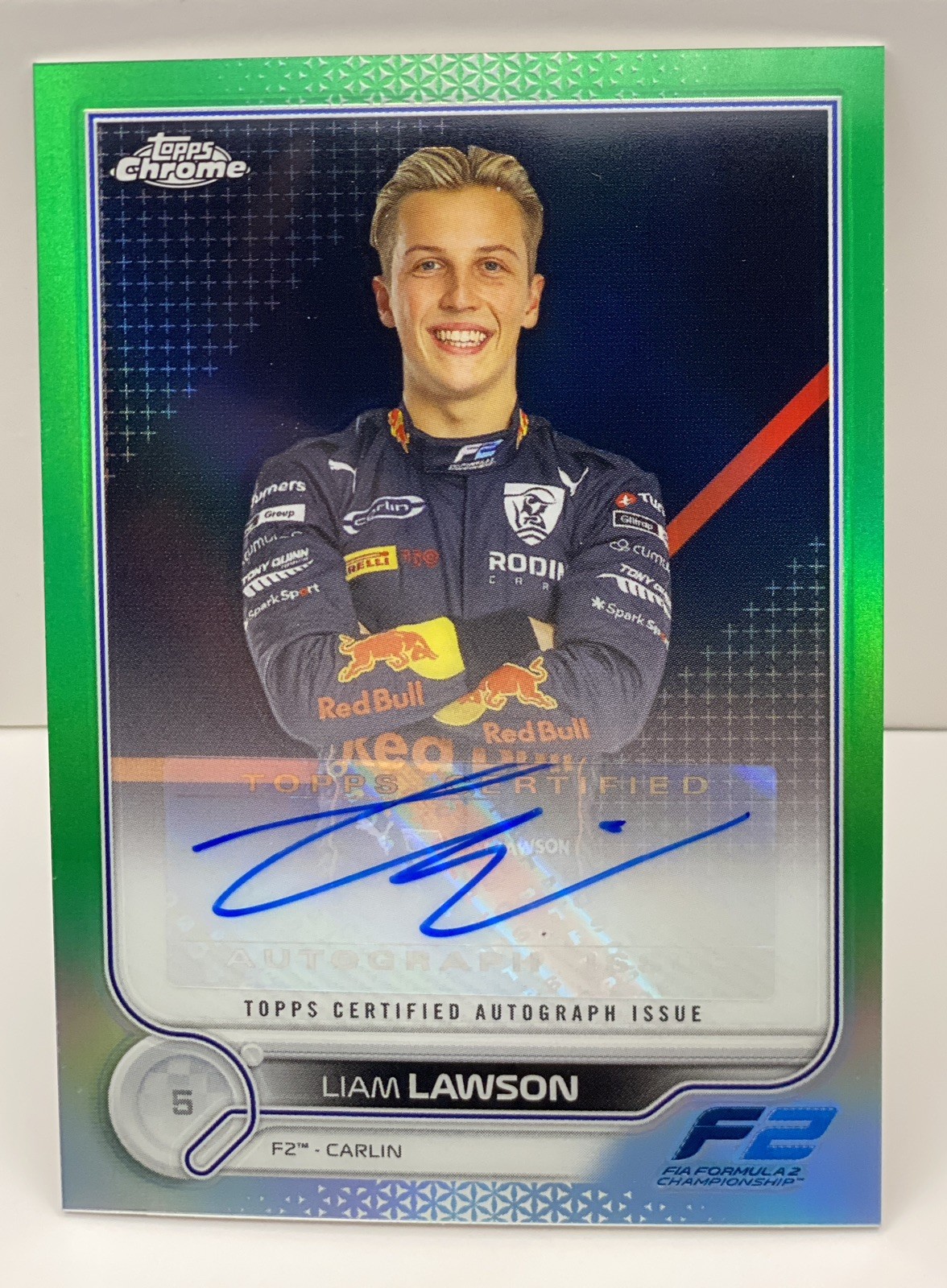 2022 Topps Chrome Formula 1 F 1 Liam Lawson Auto Green Refractor 60/99 #CAC-LL