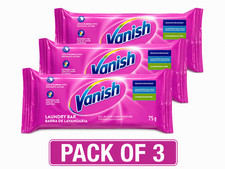 Vanish Laundry Bar 75g x 3 Pack – Powerful Stain Remover Soap – Colour Safe