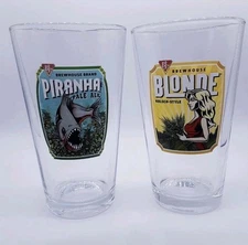 New BJ's Brewhouse Restaurant Piranha & Blonde Pale Ale Beer Glass 16oz Old Logo