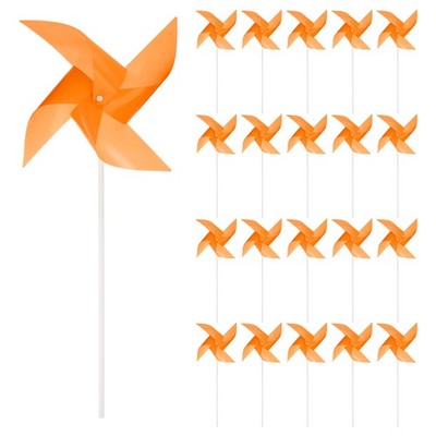 50pcs Windmills for the Yard Garden 15 Inch x 7.5 Inch 4 Leaves Orange