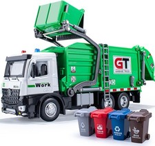 Garbage Truck Toys Metal Cab, Realistic Trash for Boys Kids with...