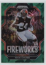 2022 Panini Prizm Fireworks Green Ice Prizm Nick Chubb #F-12 0nr3