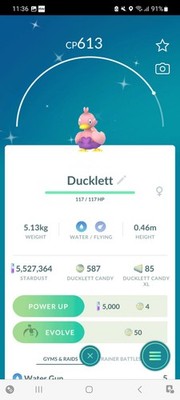 Pokemon Go Shiny Ducklett 