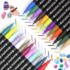 Acrylic Paint Pens Set - 24 Extra Fine Point Non-Toxic Markers for DIY Crafts