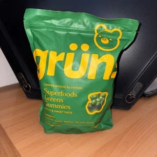 Gruns Adults Super Greens Gummies, Superfood Gummy Bears with Spirulina 224-8 ct