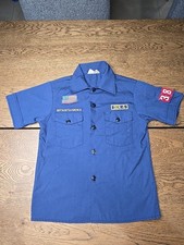 Boy Scouts of America BSA Official Youth Kids Shirt SZ 10 Blue Short Sleeve Vtg