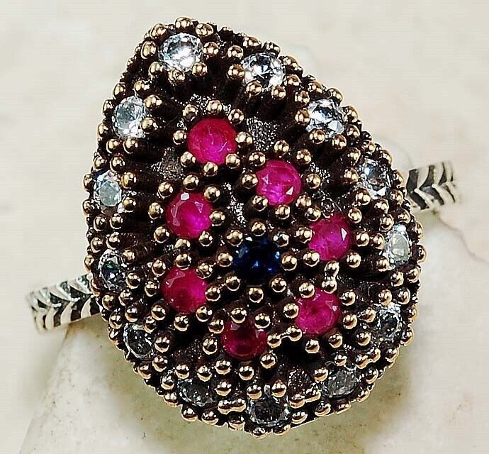 2CT Heat Treated Rubellite Tourmaline 925 Solid Sterling Silver Ring Sz 7 