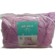   Pillowfort Ruched Purple Glitter Comforter Sham Set TWIN size Girls Bedding