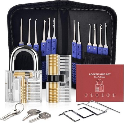 Lockpicking Set [Upgrade], Diyife 26 Stück Dietrich Set Komfort-Sicher Blau