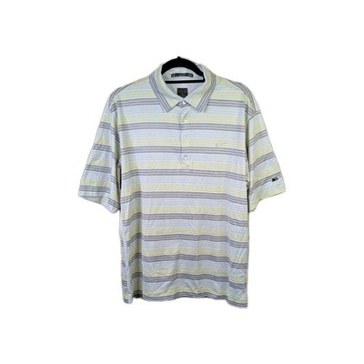 Nike Tiger Woods Golf Poloshirt Herren Größe Large Gestreift Grau Kurzarm Oberteil