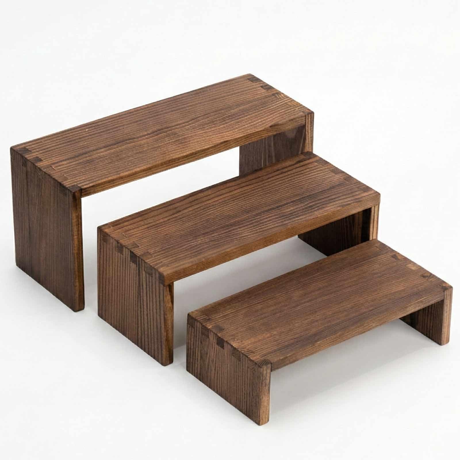 3-Tier Wood Display Risers – Versatile Food Display Risers for Party, Desktop...
