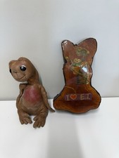 Vintage 1982 ET Plush Doll Extra Terrestrial Kamar 9" Handmade ET Wood Slice