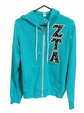 Zeta Tau Alpha ZTA Sorority Zip Up Hoodie- Bl...