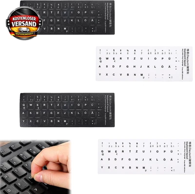 Tastatur Aufkleber Deutsch für PC Laptop Notebook, 4er Set, einfach anzubringen - Bild 1 von 4