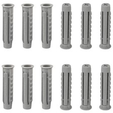 12PCS Plastic Anchor Bolts 0.3x2 inches Nylon Screw Expansion Plug Concrete