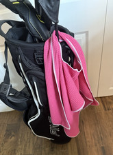  1 Terry Cloth Waffle Golf Towel 16" x 39" Pink and White Hangs over club NEW